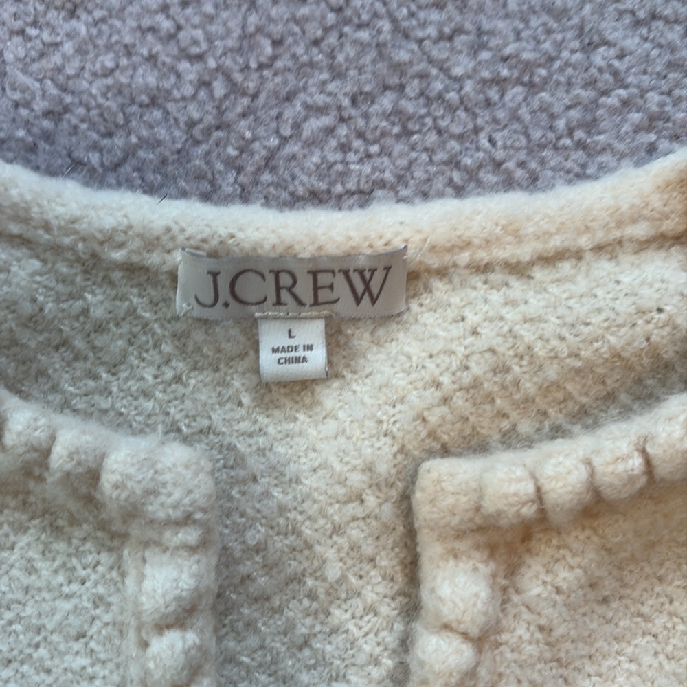 J Crew Ivory Lady Jacket Sweater - Size L - Picture 2 of 3